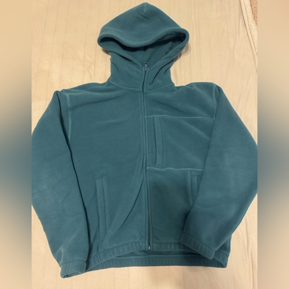 TNA Sweaters - TNA Dark Teal Zip-Up Polar Fleece Hoodie